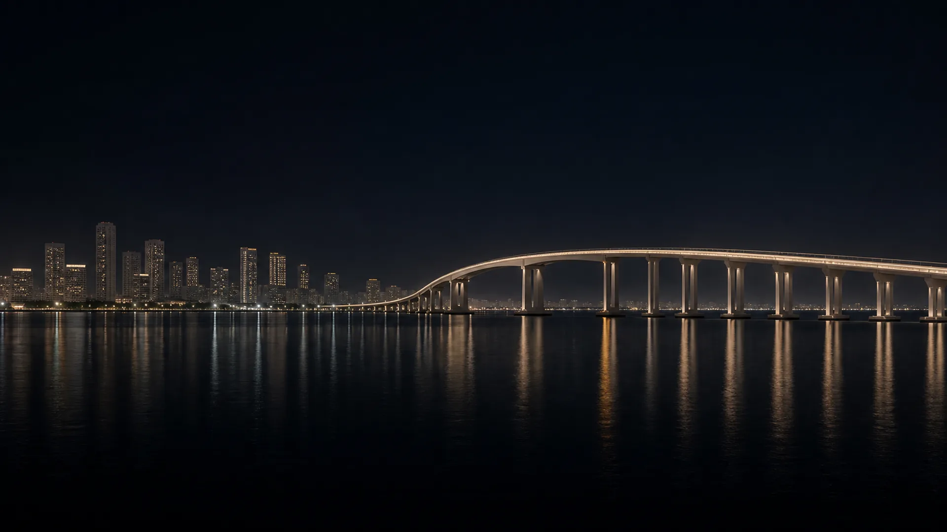 The Coronado Bridge sweeps across San Diego Bay toward the downtown waterfront at blue hour.